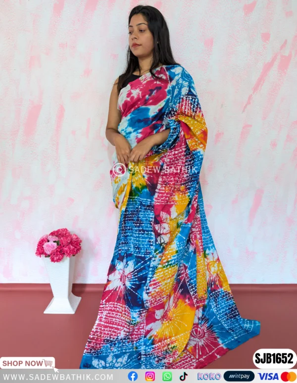 Tye Dye Mix Multicolour Batik Saree SJB 1652
