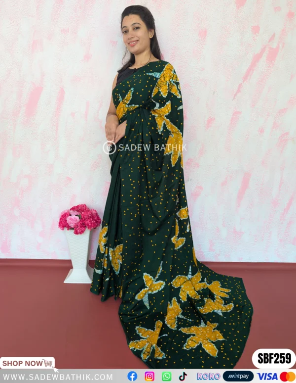 Three Colour Batik Saree SBF 259 ( Super Voile )