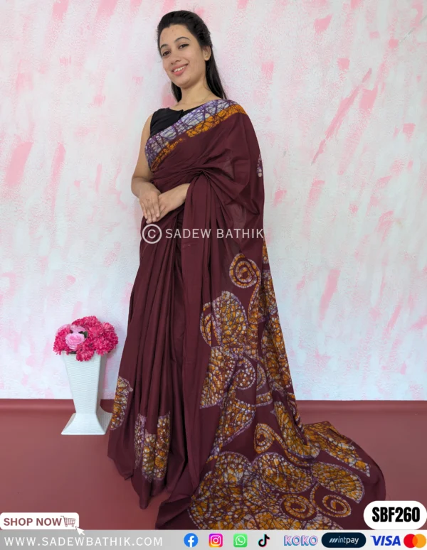 Three Colour Batik Saree SBF 260 ( Super Voile )