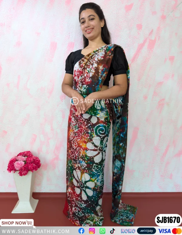 Tye Dye Mix Multicolour Batik Saree SJB 1670
