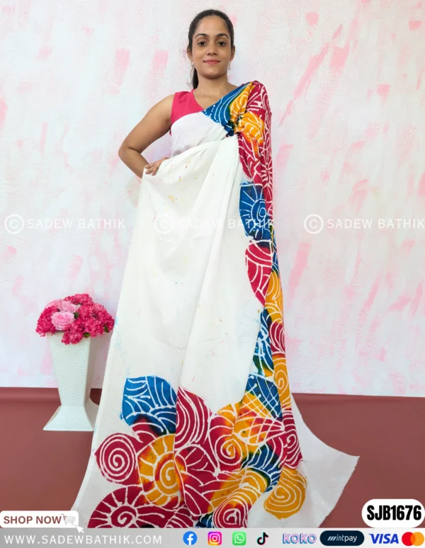 Multicolour Java Batik Saree SJB 1676