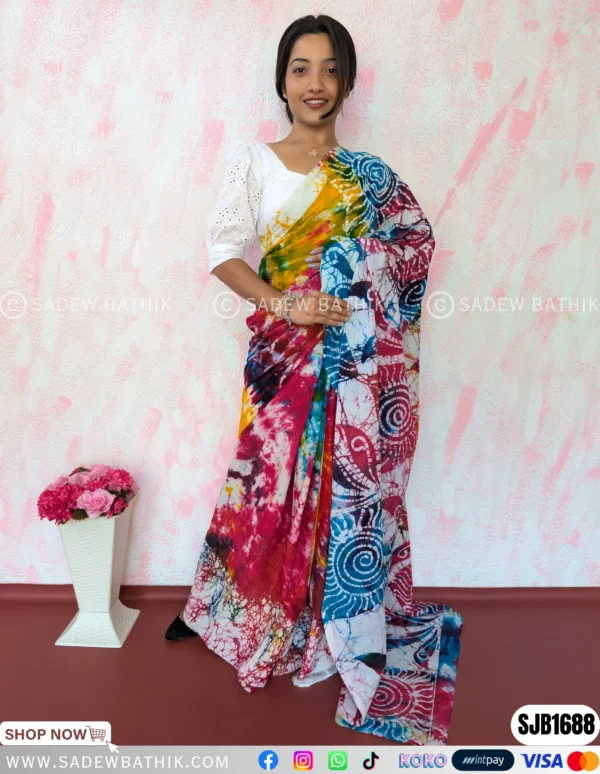 Tye Dye Mix Multicolour Batik Saree SJB 1688