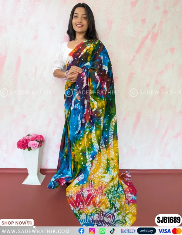 Tye Dye Mix Multicolour Batik Saree SJB 1689