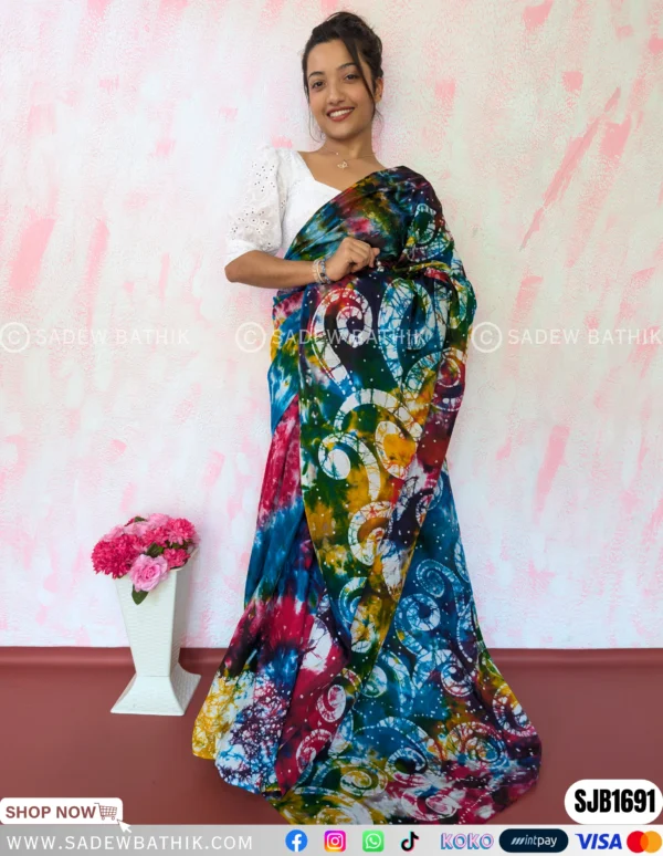 Tye Dye Mix Multicolour Batik Saree SJB 1691