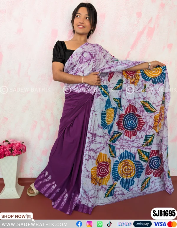 Multicolour Java Batik Saree SJB 1695